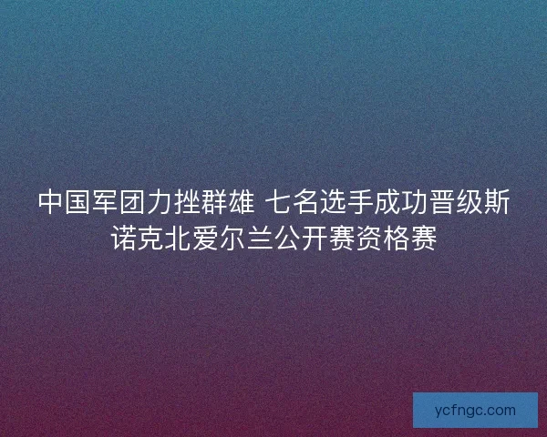 中国军团力挫群雄 七名选手成功晋级斯诺克北爱尔兰公开赛资格赛