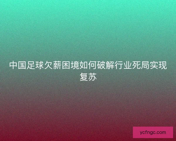 中国足球欠薪困境如何破解行业死局实现复苏