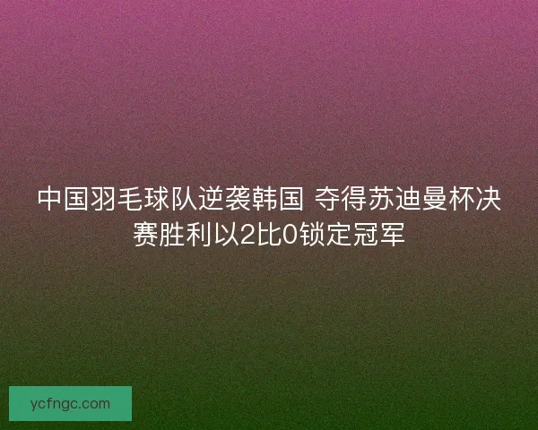 中国羽毛球队逆袭韩国 夺得苏迪曼杯决赛胜利以2比0锁定冠军