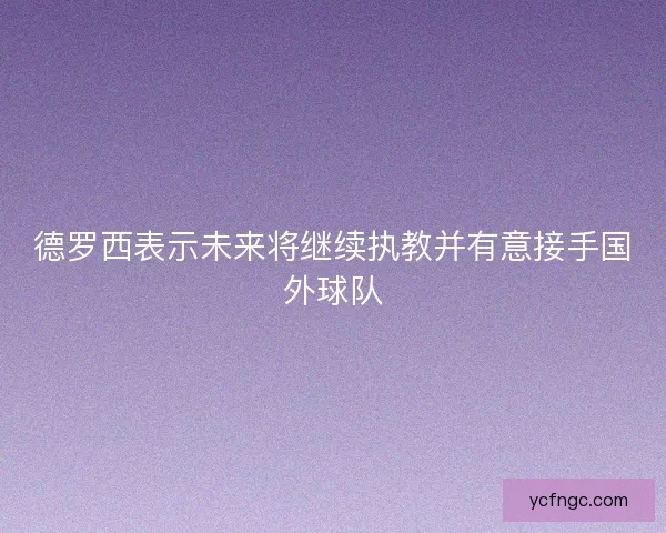 德罗西表示未来将继续执教并有意接手国外球队